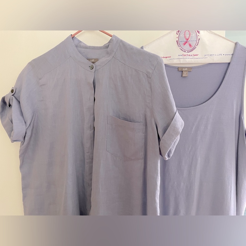 J.Jill Linen Light Purple Blouse and Tank Top Set